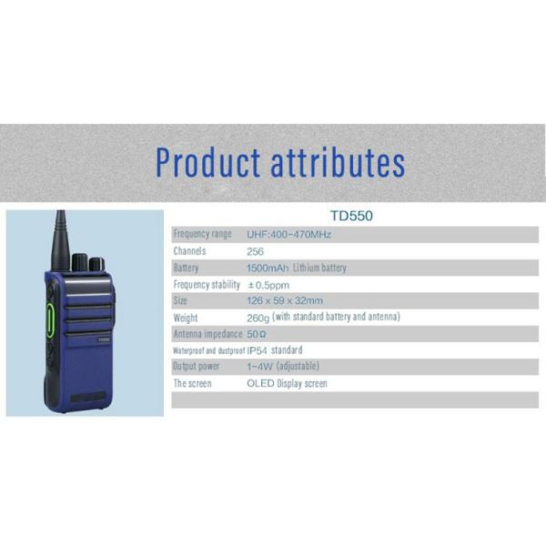 TD550 HYTERA Analog/Digital Wireless Radio Recording Function DMO2 Slot Professional Walkie-Talkie