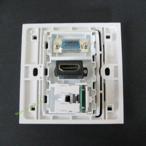Multimedia Panel Wall Socket With VGA PC HDMI RJ45 Compatible For Computer DVD Network