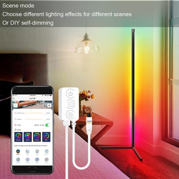 DIY Atmosphere LED Corner Floor Lamp Self Dimming Standing With Remote Control
