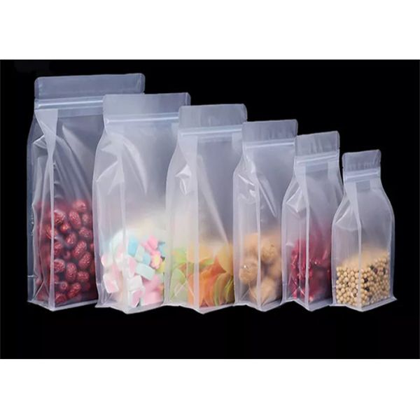 Plastic Transparent Flat Bottom Stand Up Zipper Pouch With Hanger