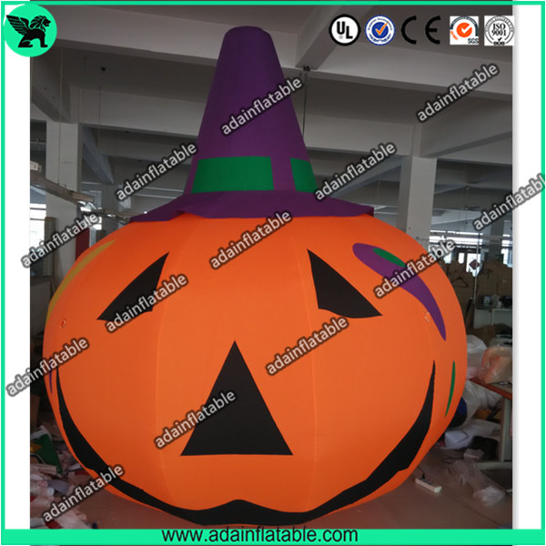 3m Customized Oxford Inflatable Pumpkin With Witch Hat For Halloween Decoration