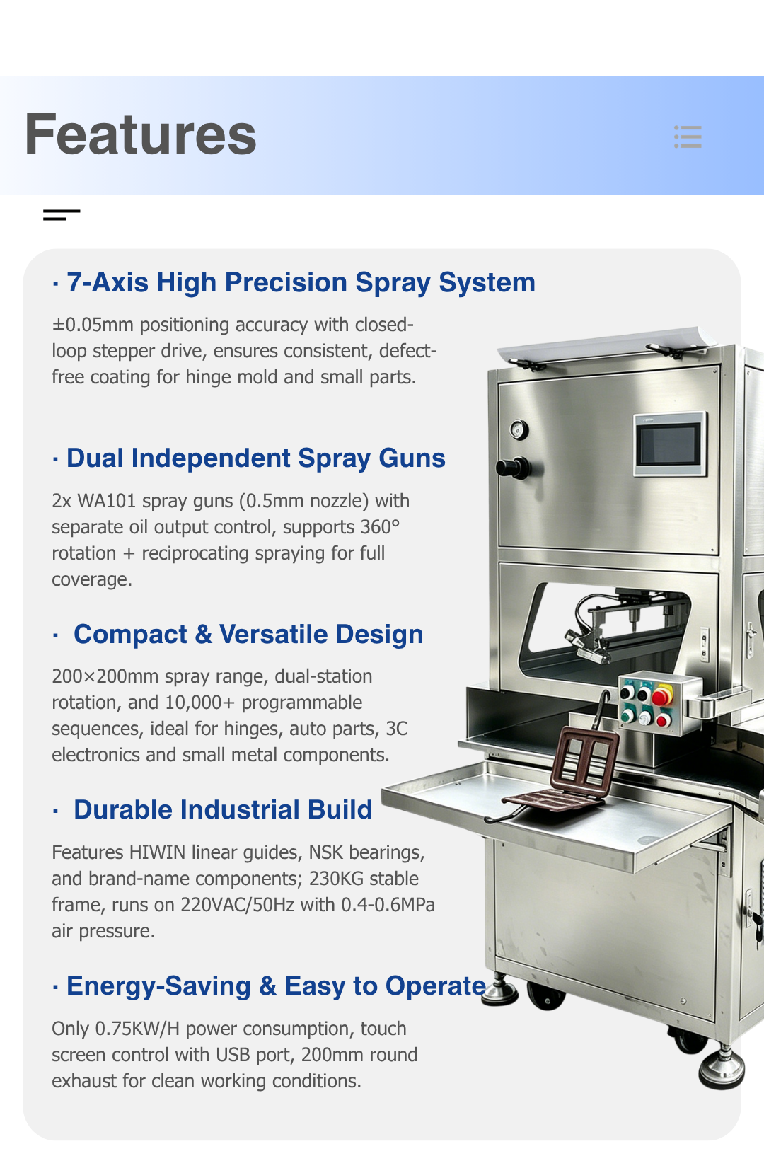 Automatic Spraying Machine, Industrial Coating Equipment for Metal Flow Divider Surface Finishing
