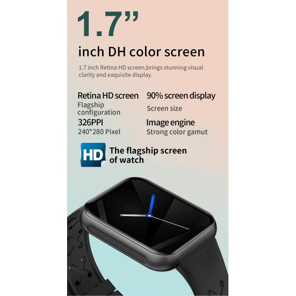 Touch Screen Bluetooth Smart Watch Wristwatch Square Alloy Case PVD Black
