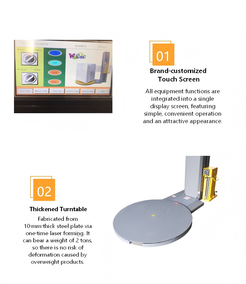Electric Automatic Pre-Stretch Film Wrapping Machine Pallet Turntable for Beverage Chemical Packaging Motor Driven PLC