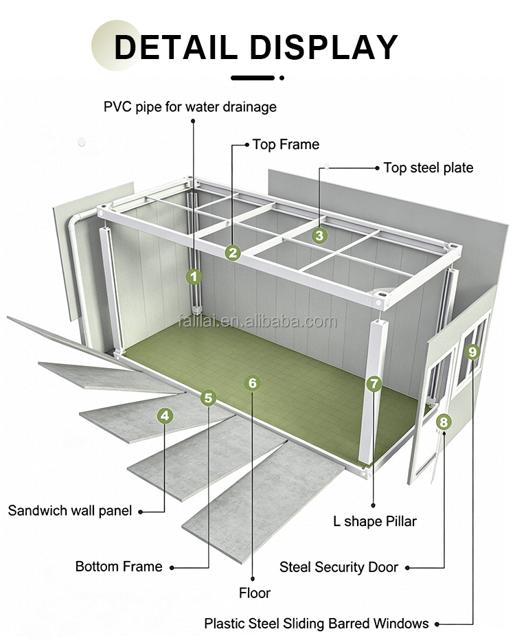 Low Price 20ft Modular Flat Pack Container House Detachable Tiny Home Movable Office Building Hotel Ready