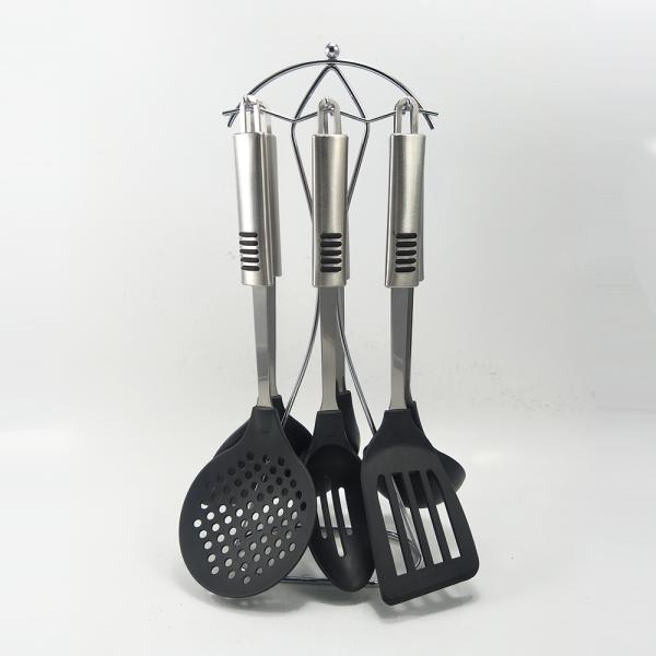 Nylon Kitchen Utensils Set with Rotating Stand and Multi-functional Kitchen Gadgets
