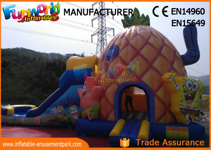 Quality PVC Tarpaulin Inflatable Combo Games Inflatable Spongebob Bouncer With Slide for sale