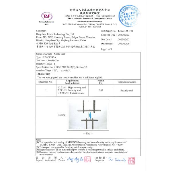 Customs Fixed Length Hexagonal Security Wire Seal with 26*7 mm Markable Area and 2.8 KN Tensile Strength Galvanized Steel Wire