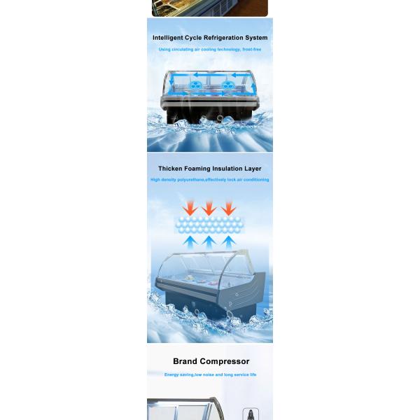 Multifunctional Glass Deli Showcase Single Temperature Deep Fridge