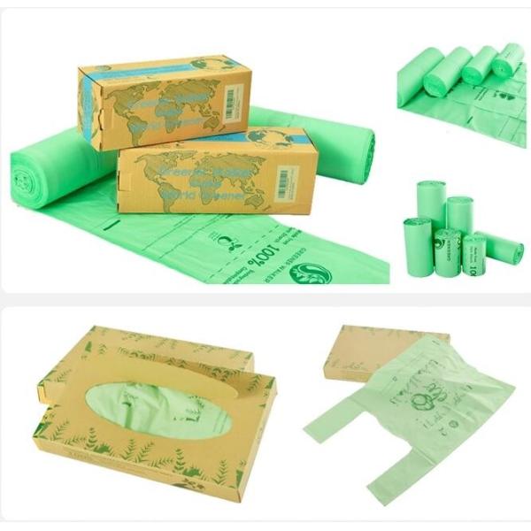 Starch Compostable Disposable Biodegradable Plastic Custom Printed Flat Garbage Bag, Compostable Bags Heavy Duty 25KG