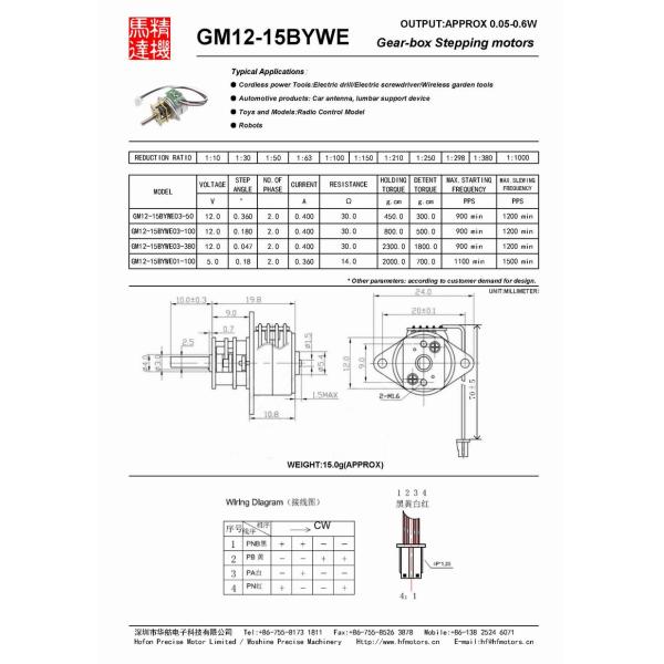 Large Torque Metal 15mm Geared Stepper Motor