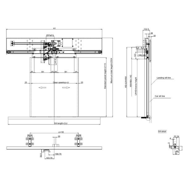 Center Opening Elevator Parts Car Door Device With Elevator Door Systems