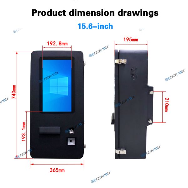 15.6 inch IP65 Waterproof Self Service Kiosk with Printer QR Code Scanner Fingerprint Scanner