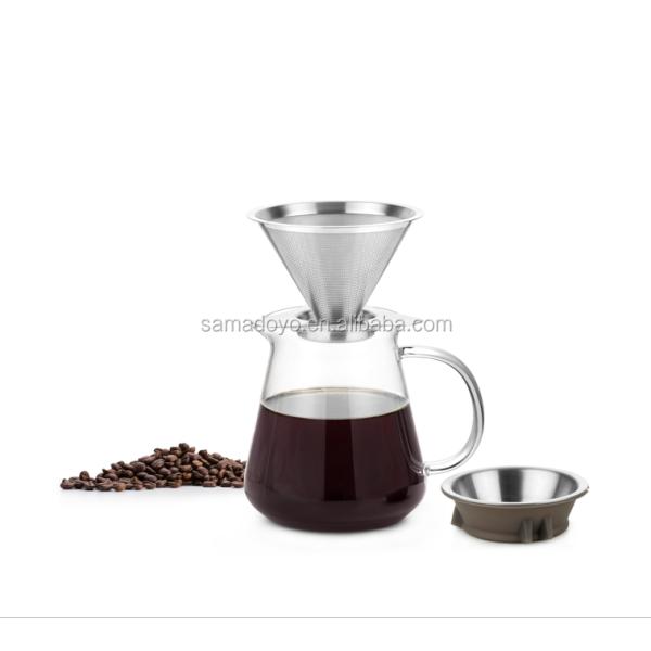 Reusable Handblown Glass Manual Drip Coffee Pot Maker Filter Baskets