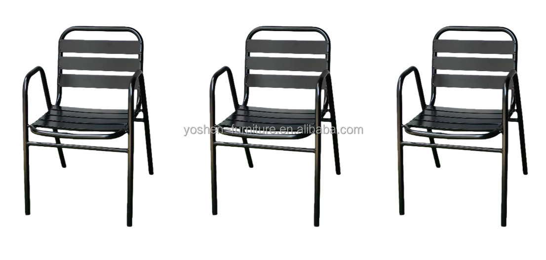 Stackable Gliding Contemporary Durable Eco-Friendly Waterproof Curved-Back Aluminum Commercial Hotel Outdoor Garden Chair