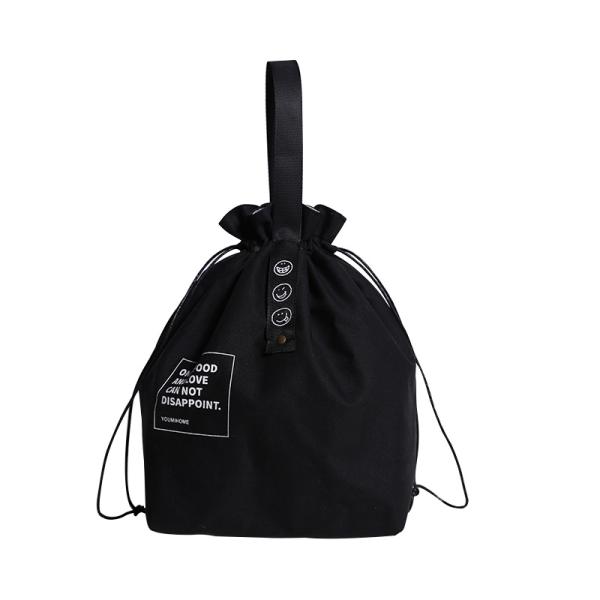 Customized Insulated Bento Bag Wide Opening Canvas Drawstring Lunch Bag