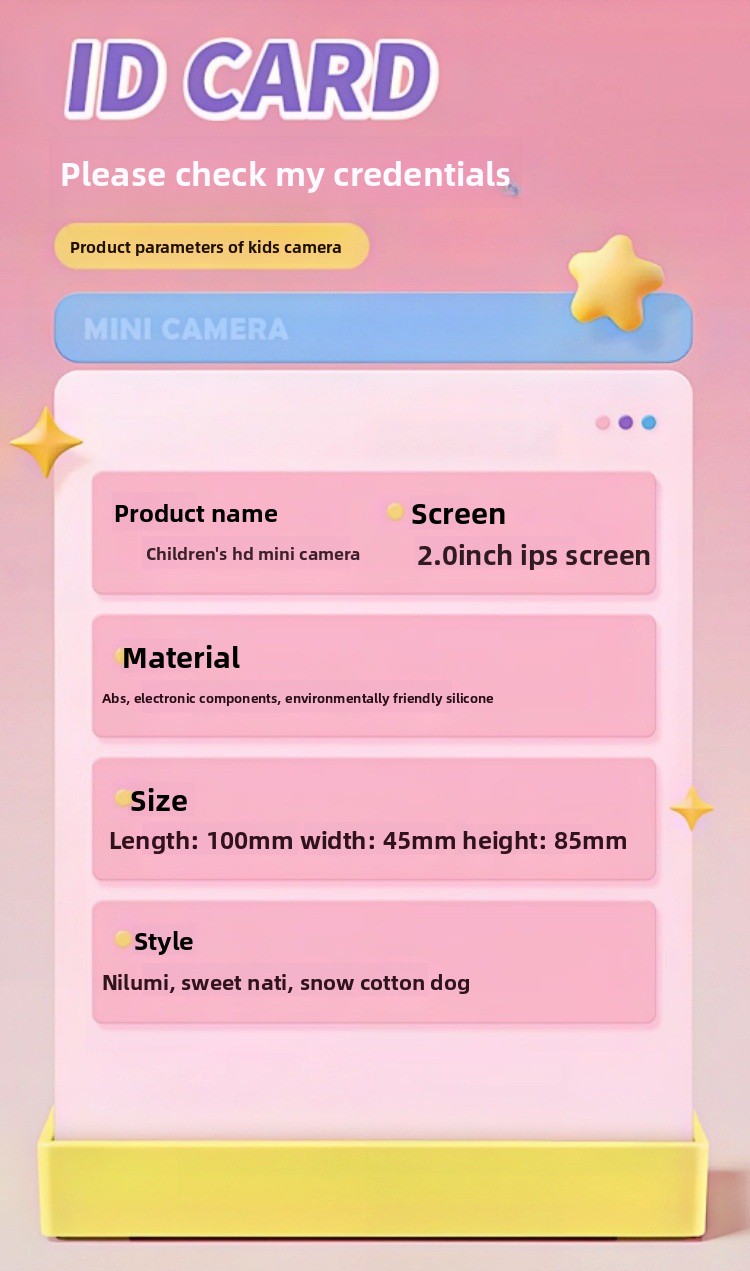 DLC Student Pocket Digital Camera CMOS Sensor Eye Protection HD Dual Camera 1080P Video Games Kids Daily Photography