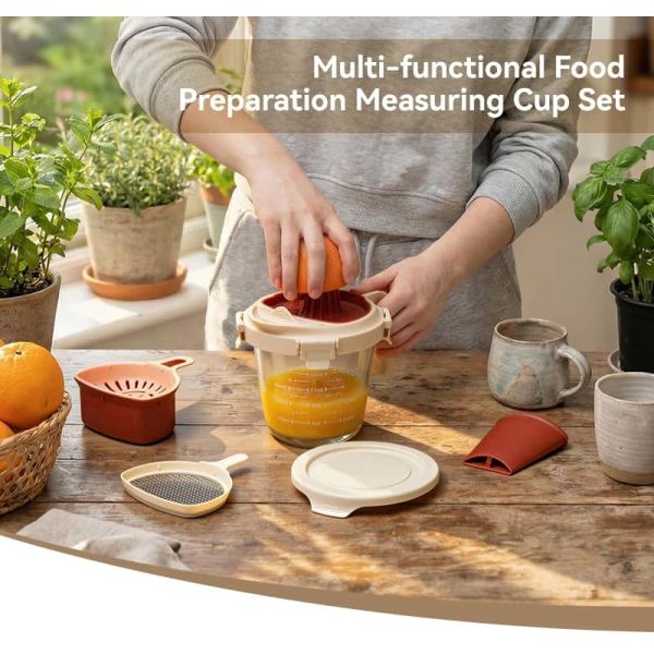 Multifunctional 700ml Capacity High Borosilicate Glass Measuring Cup Set for Food Preparation