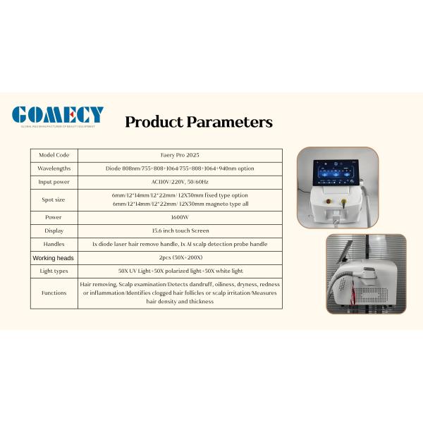 laser hair removal machine specification parameter