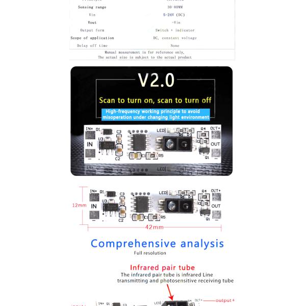 36W 12V XK-GK-4010A DC 12V Sweep Hand Sensor Switch Module for Customized Applications