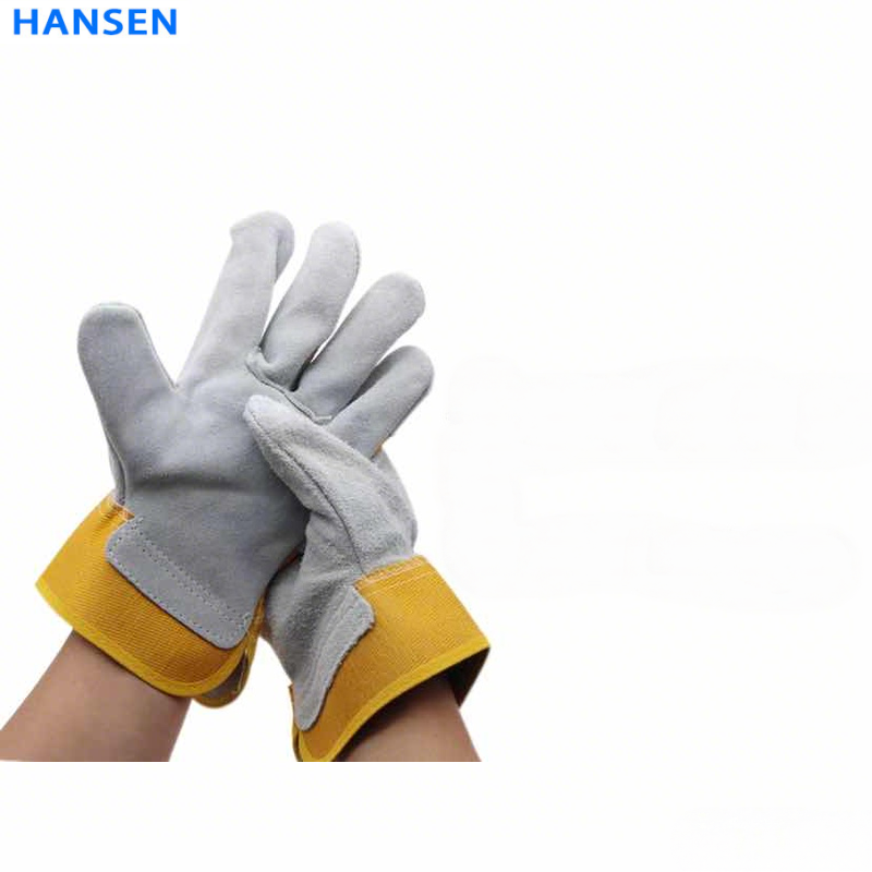 Split Cowhide Welding Gloves , Double Layer Heat Resistant Welder Gloves , Short Driver & Long Cuff Leather Safety Gloves , Anti Spark Wear Resistant