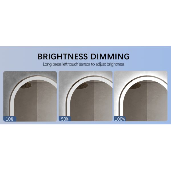 LED Light Backlit Arch Bathroom Mirror , Asymmetrical LED Bathroom Mirror