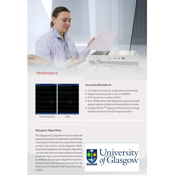 Advanced 12-Lead ECG Machine 10.4" Touchscreen Glasgow Algorithm Wireless Connectivity