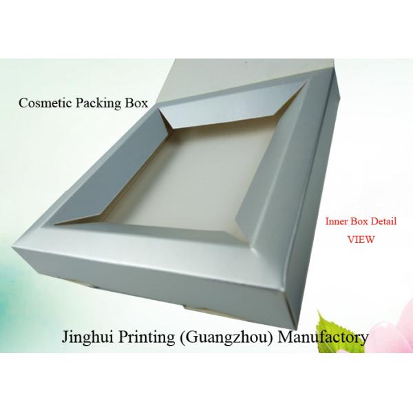 Auto Lock Closure Box Structure Custom Design Silver Art Paper Material Cosmetic Box Packaging with Paper Inside Tray