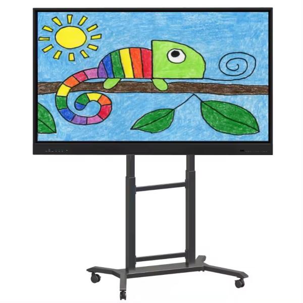 TV Floor Stand Mobile Stand Height Adjustable TV Cart Mount for Interactive Smart Touch Screen Television