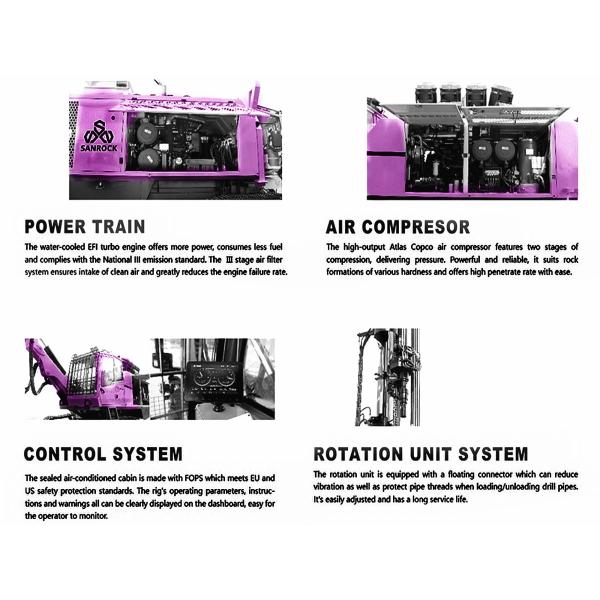Hard Rock Borehole Drilling Equipment Depth 36m Mining Drilling Machine Crawler DTH Drilling Rig