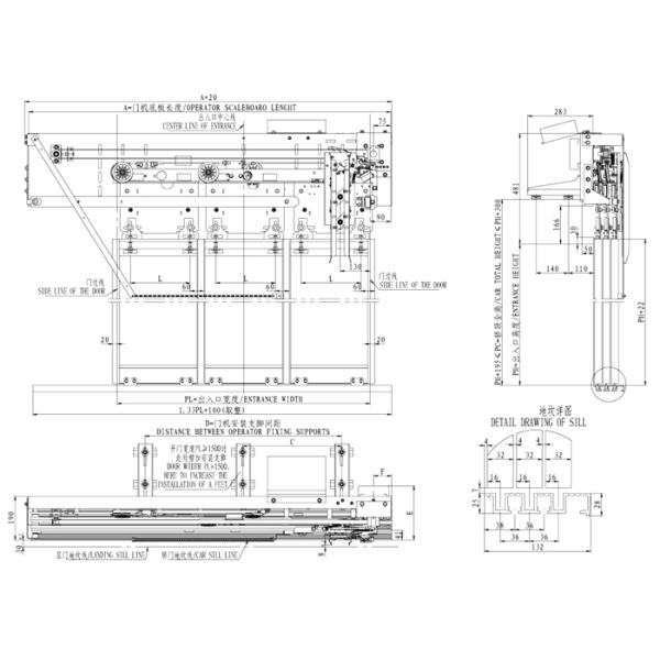 Side Opening 3 Panels Elevator Door Operator With Variable Frequency Control