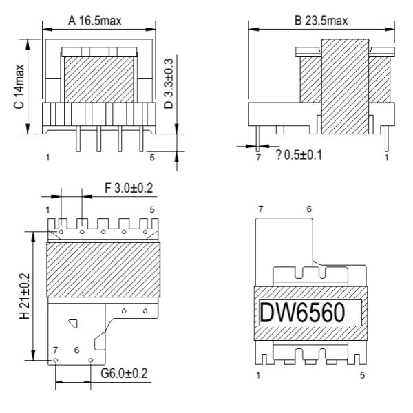 UL EE16 High Frequency EE Transformer 600KHz 50 Watt