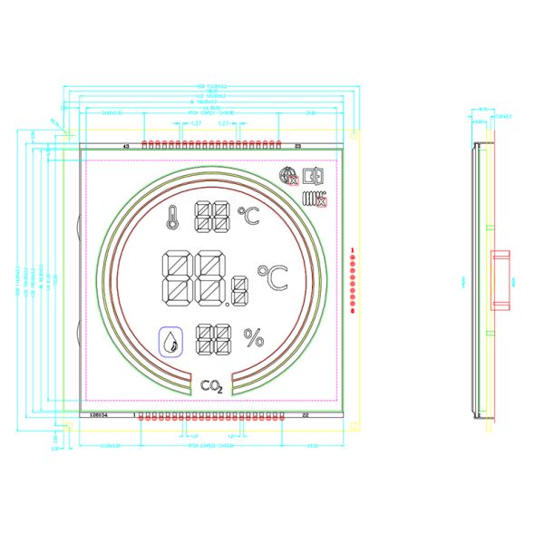 Industrial Grade VA Segment LCD High Brightness Color Air Detector Display Shenzhen Manufacturer