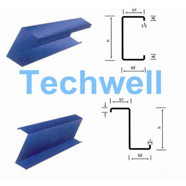 Steel CZ Shaped Purlin Roll Forming Machine with 16 Main Rollers Forming Stations for CZ Purlin Sheet