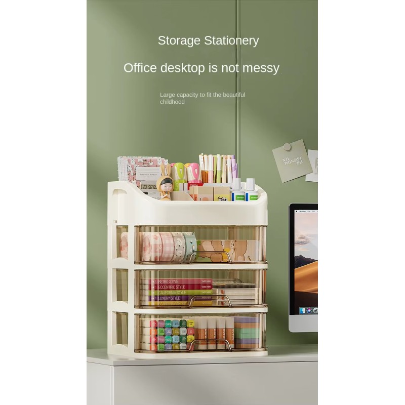 Hot Sell Light Luxury Multi-layer Partition Classification Desktop Dustproof Plastic Storage Box Cosmetics Storage Container