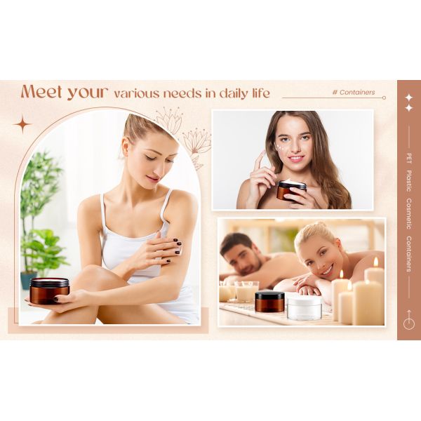 Plastic Jar Container With Lid And Label Refillable Empty Round Clear PET Cosmetic Sample Containers For Lotion, Cream, Ointments, Body Butter, Makeup