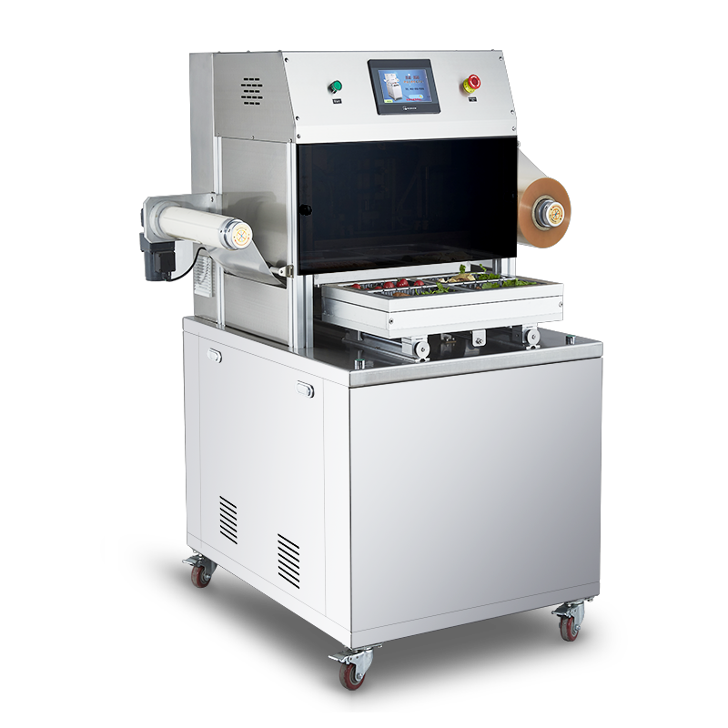 Fully Automatic Modified Atmosphere Tray Sealer DQ370L-E with Food Grade 304 Stainless Steel and 6061 Anodized Aluminum Mold