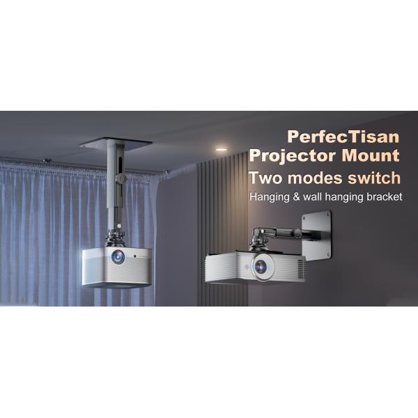 Full Motion Projector Ceiling Mount Adjustable Height Extendable Projector Mount Gray