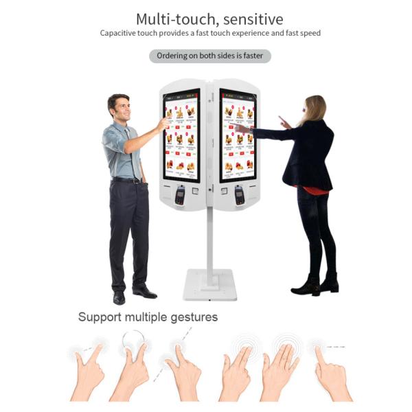 32 Inch Double Side Touch Screen Ordering Kiosk Self Service For Restaurant
