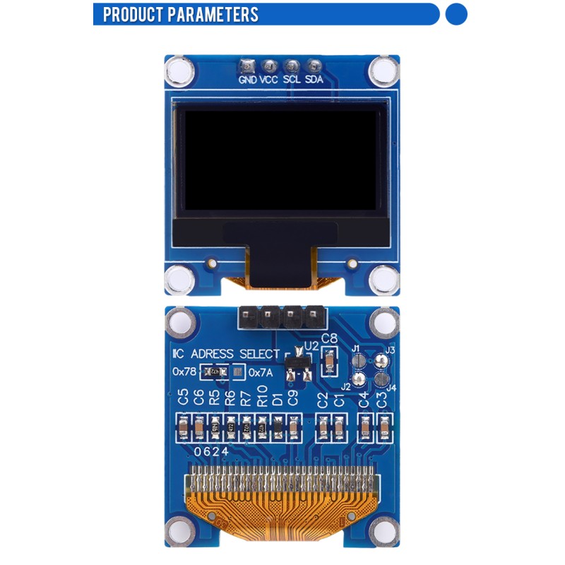 OLED0.96-2 white light 0.96-inch OLED module 128x64 I2C IIC interface module SSD1315