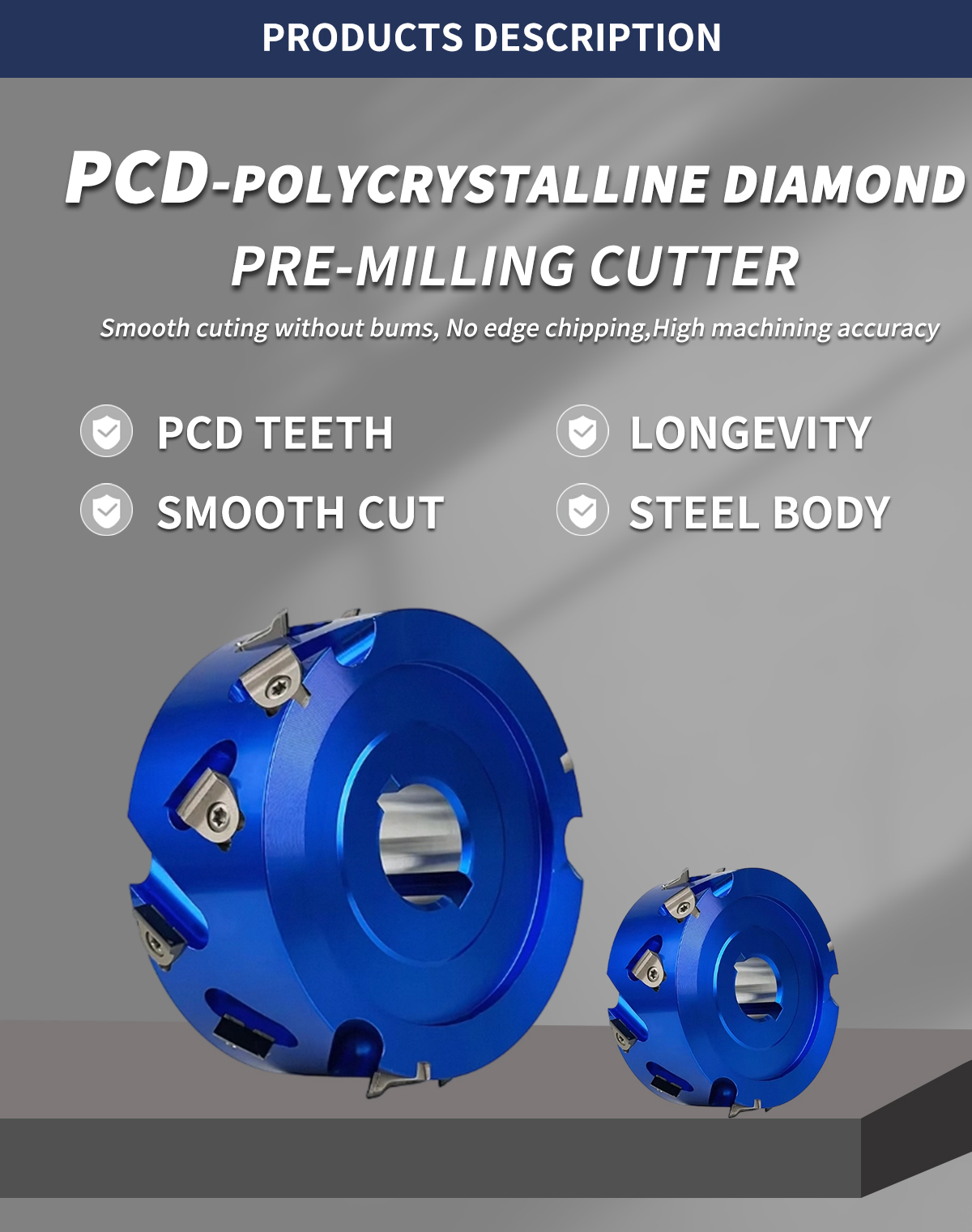 Custom Diamond Material PCD Pre Milling Cutter Complete Specifications Woodworking Milling Cutter