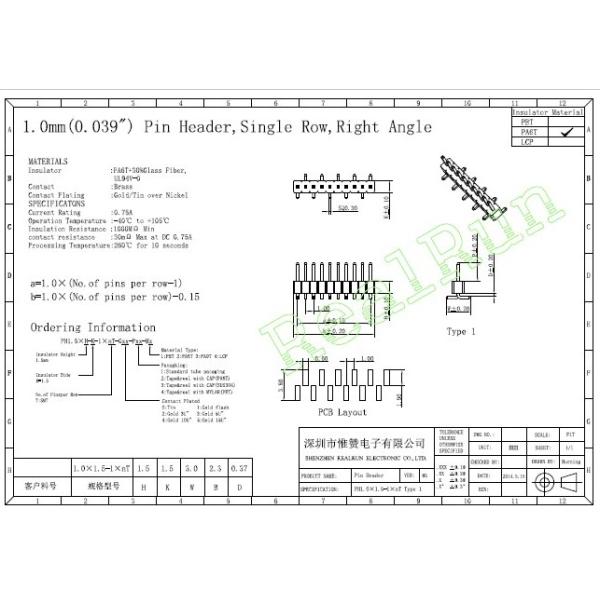 SMT Assembly 1.0mm 1x10P Single Row Header Connector