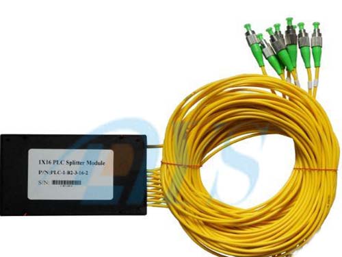 1 × 16 PLC FC / APC Singlemode Optical Fiber Splitter For Optical Communication System