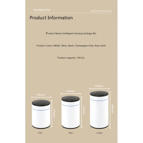 3l 6l 12l Smart Trash Bin Touchless Sensor Automatic Dustbin Stainless Steel