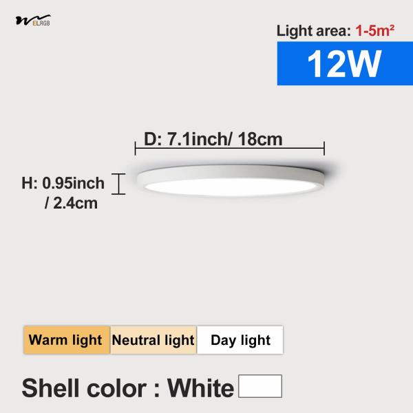 12W LED Modern Style Flat Ceiling Lamp LED Round Small Ceiling Light