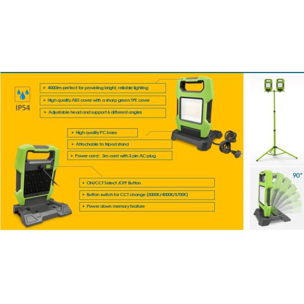 IP54 ABS Portable LED Work Light Stand 90 Degree CCT Changeable