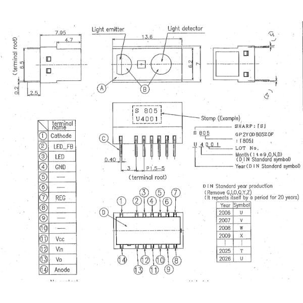 GP2Y0D805Z0F 50mm 6.5mA Digital Distance Interrupter