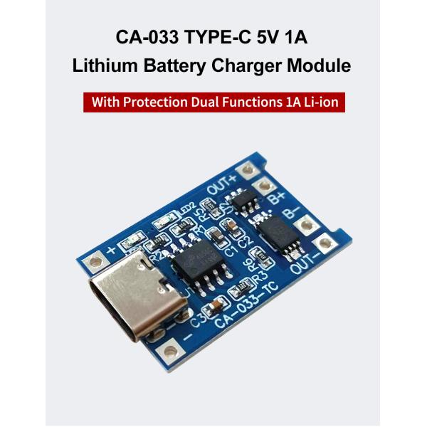 CA-033 Micro Type-C USB 5V Charging Board Dual Function 1A Li-Ion Lithium Battery Charger Module 18650 TP4056 ICs Product