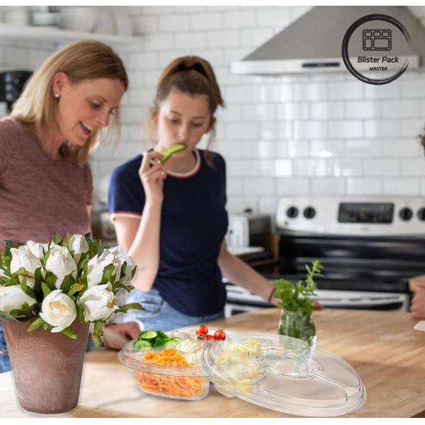 5 Section Round Serving Tray With Lid Plastic Platter Trays For Supermarket Veggie Display