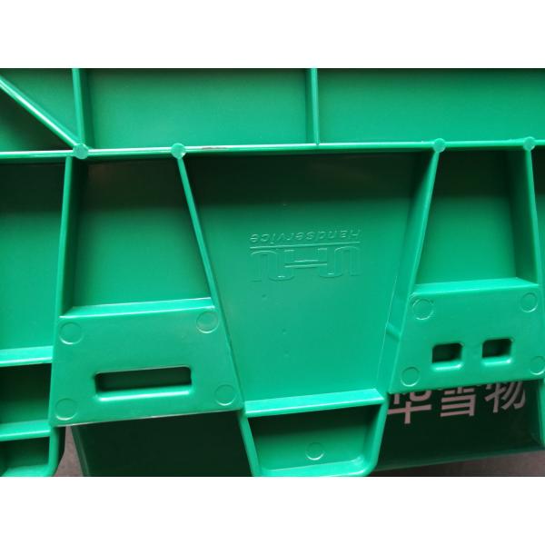 Recycled Green Plastic Storage Boxes With Lids Hinged , Attached Lids Container 500 X 330 X 236mm